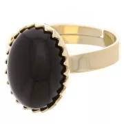 Anello regolabile per cabochon piatto 14x10 mm - Dorato in oro fino x1