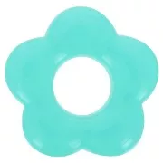 Pendentif fleur 20 mm en acrylique translucide - Bleu turquoise x1