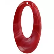 Pendente ovale in resina opaca 47x26 mm - Rosso marmorizzato x1