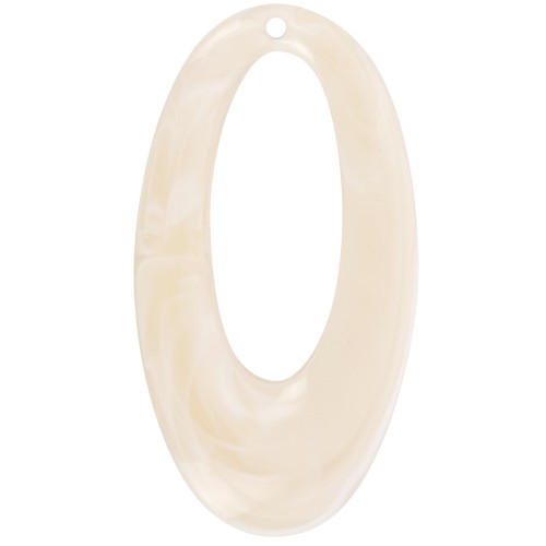Ciondolo ovale incavato in resina traslucida 47x26 mm - Marmo beige x1