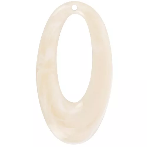 Ciondolo ovale incavato in resina traslucida 47x26 mm - Marmo beige x1
