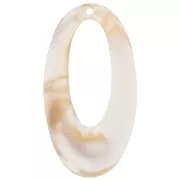 Pendente ovale incavato in resina opaca 47x26 mm - Beige marmorizzato - marrone x1