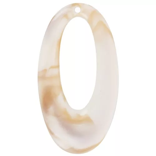 Pendente ovale incavato in resina opaca 47x26 mm - Beige marmorizzato - marrone x1