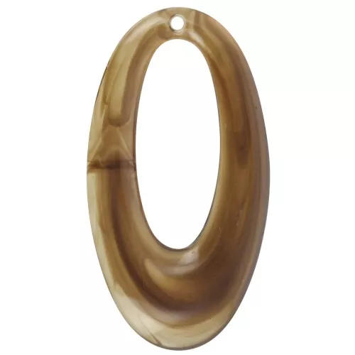 Pendente ovale in resina traslucida 47x26 mm - Marrone chiaro marmorizzato x1
