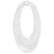 Pendente ovale cavo in resina traslucida 47x26 mm - Bianco marmorizzato x1