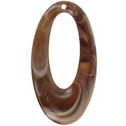 Pendente ovale incavato in resina opaca 47x26 mm - Marrone scuro marmorizzato x1|raw }}