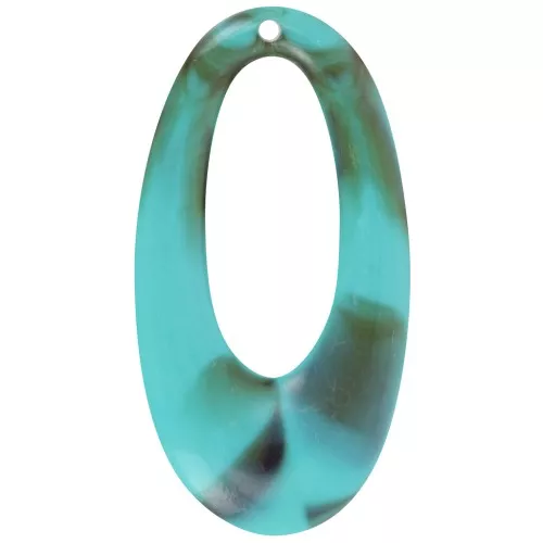 Pendente ovale incavato in resina opaca 47x26 mm - Marmo turchese x1