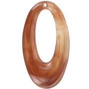 Pendente ovale incavato in resina 47x26 mm - Arancione marmorizzato x1