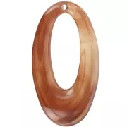 Pendente ovale incavato in resina 47x26 mm - Arancione marmorizzato x1