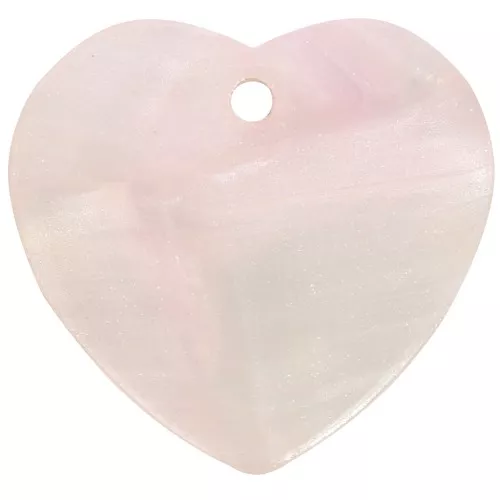 Zecchino cuore 15x16,5 mm in acetato - Perla rosa chiaro x1
