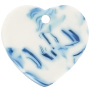 Zecchino cuore in acrilico 15x16,5 mm - Marbled Blue - White x1