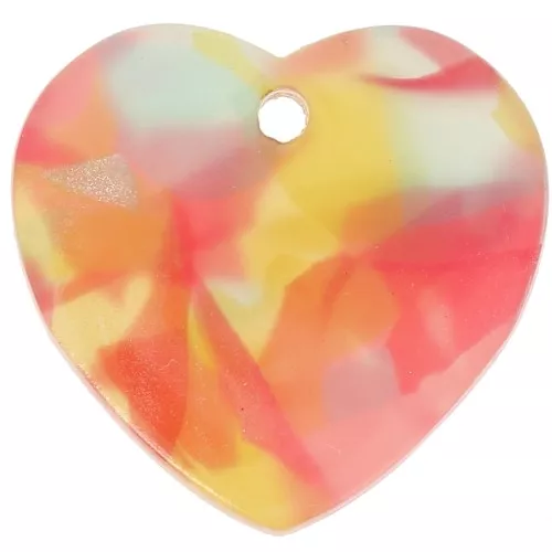 Zecchino cuore in acrilico 15x16,5 mm - Rosso tartaruga - Blu x1