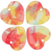 Zecchino cuore in acrilico 15x16,5 mm - Rosso tartaruga - Blu x1