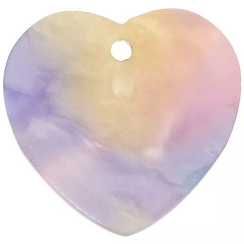 Zecchino cuore in acetato 15x16,5 mm - Blu tartaruga - Rosa x1
