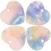 Zecchino cuore in acetato 15x16,5 mm - Blu tartaruga - Rosa x1