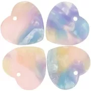 Zecchino cuore in acetato 15x16,5 mm - Blu tartaruga - Rosa x1