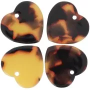 Zecchino cuore in acetato 15x16,5 mm- Tartaruga - Marrone - Nero x1