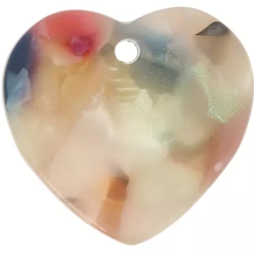 Zecchino a cuore in acetato 15x16,5 mm - Tartaruga - Beige - Multicolore x1