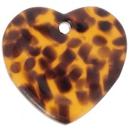 Zecchino cuore15x16,5 mm in acetato - Terrazzo Brown - Nero x1