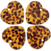 Zecchino cuore15x16,5 mm in acetato - Terrazzo Brown - Nero x1