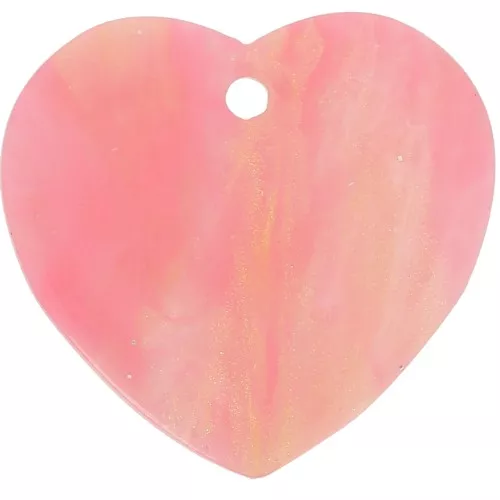 Cuore di Zecchino 15x16,5 mm in acrilico - Rosa Brillantini x1
