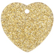 Zecchino cuore in acrilico 15x16,5 mm - glitter oro x1
