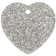 Zecchino cuore in acrilico 15x16,5 mm - Argento glitter x1