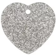 Zecchino cuore in acrilico 15x16,5 mm - Argento glitter x1