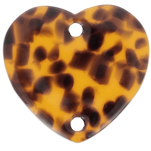 Distanziatore a cuore in acrilico 15x16,5 mm - Terrazzo Brown - Nero x1