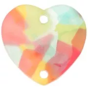 Distanziatore a cuore in acrilico 15x16,5 mm - Rosso tartaruga - Blu x1