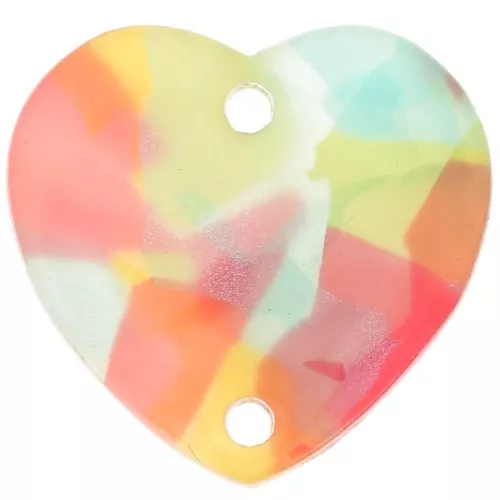 Distanziatore a cuore in acrilico 15x16,5 mm - Rosso tartaruga - Blu x1