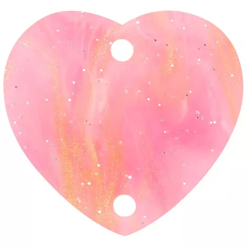 Distanziatore a cuore in acrilico 15x16,5 mm - Brillantini rosa x1