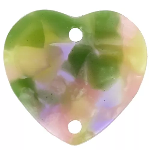 Distanziatore cuore 15x16,5 mm in acetato- Tartaruga - Verde viola x1