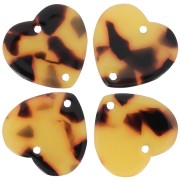 Distanziatore cuore 15x16,5 mm Acetate - Tartaruga - Marrone - Nero x1