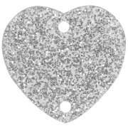 Distanziatore a cuore in acrilico 15x16,5 mm - Argento glitterato x1|raw }}