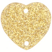 Distanziatore a cuore in acrilico 15x16,5 mm - Glitter oro x1