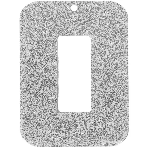 Ciondolo in acrilico a rettangolo cavo 40x30 mm - Argento glitterato x1