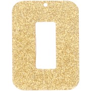 Ciondolo in acrilico a rettangolo cavo 40x30 mm - Glitter oro x1