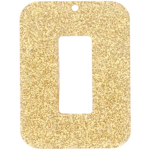 Ciondolo in acrilico a rettangolo cavo 40x30 mm - Glitter oro x1