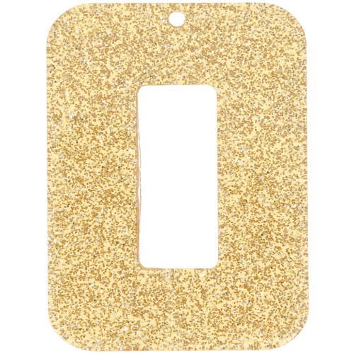 Pendente rettangolare incavato in acrilico 40x30 mm - Glitter oro x1