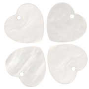 Zecchino cuore 15x16,5 mm in acrilico - Bianco perlato x1