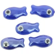 Perlina pesce in ceramica 10x19 mm - Blu x1
