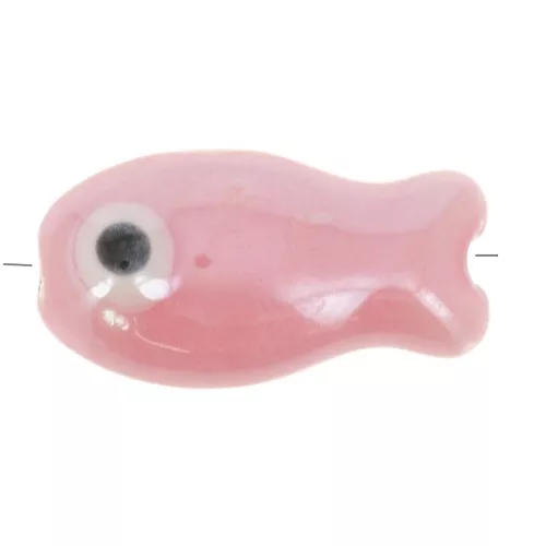 Perlina pesce in ceramica 10x19 mm - Vintage Pink x1