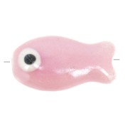 Perlina pesce in ceramica 10x19 mm - Rosa x1