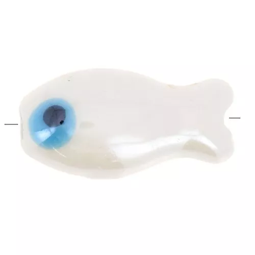 Perlina pesce in ceramica 10x19 mm - Bianco x1