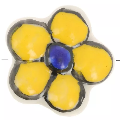 Perla fiore in ceramica 17 mm - Giallo x1