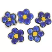 Perla fiore in ceramica 17 mm - Blu x1
