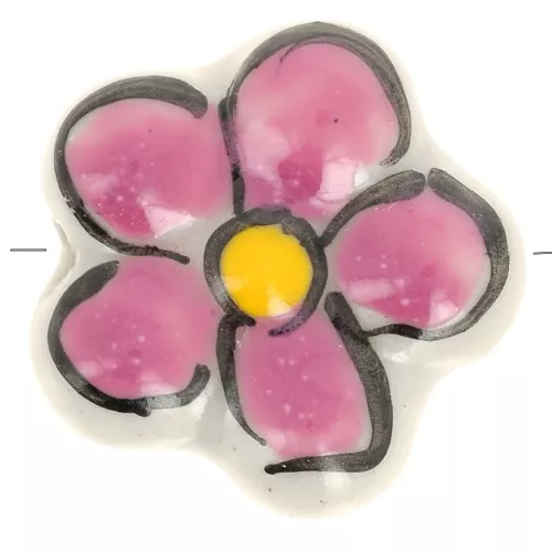 Perla fiore in ceramica 17 mm - Rosa vintage x1