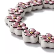 Perla fiore in ceramica 17 mm - Rosa vintage x1