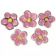 Perla fiore in ceramica 17 mm - Rosa vintage x1